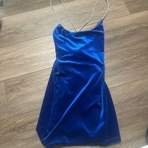 Lucy in the Sky Royal Blue Velvet Mini Dress